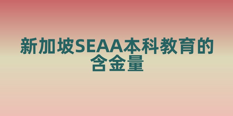 新加坡SEAA本科教育的含金量