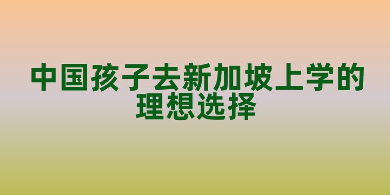 中国孩子去新加坡上学的理想选择