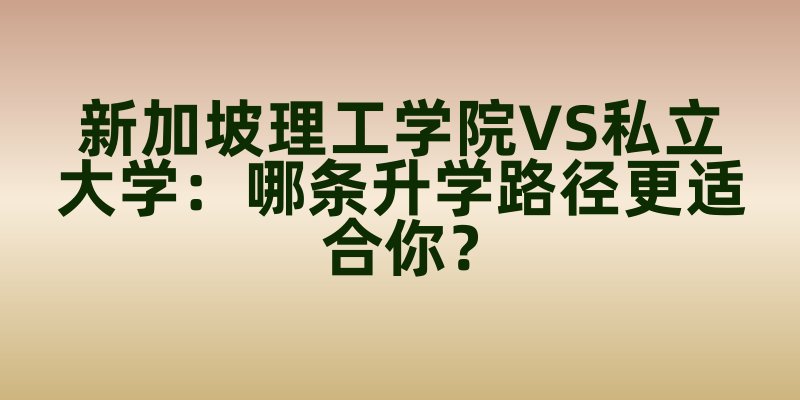 新加坡理工学院VS私立大学：哪条升学路径更适合你？