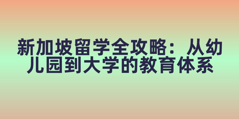 新加坡留学全攻略：从幼儿园到大学的教育体系