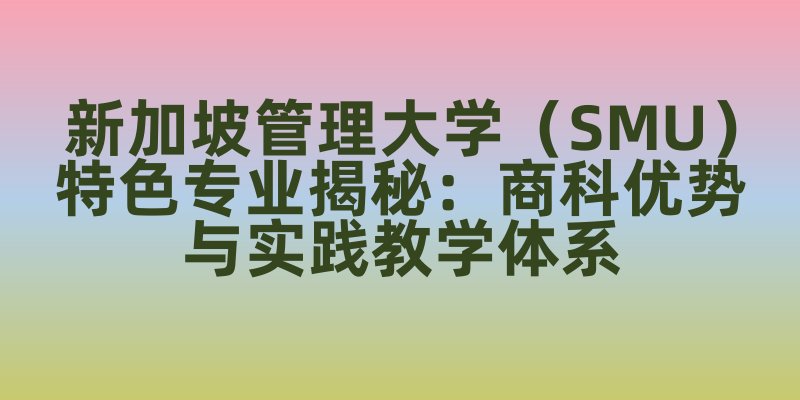新加坡管理大学（SMU）特色专业：商科优势与实践教学体系
