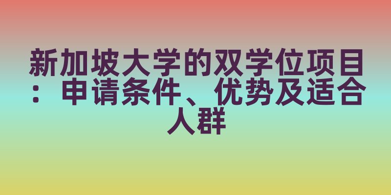 新加坡大学的双学位项目：申请条件、优势及适合人群