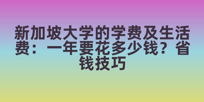 新加坡大学的学费及生活费：一年要花多少钱？省钱技巧