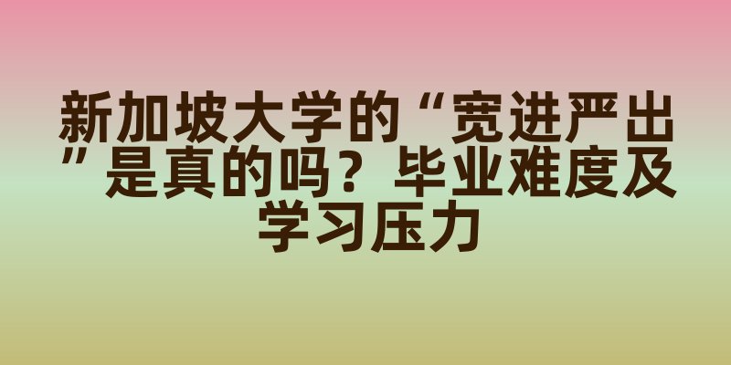 新加坡大学的“宽进严出”是真的吗？毕业难度及学习压力