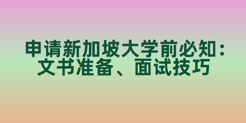 申请新加坡大学前必知：文书准备、面试技巧及避坑指南
