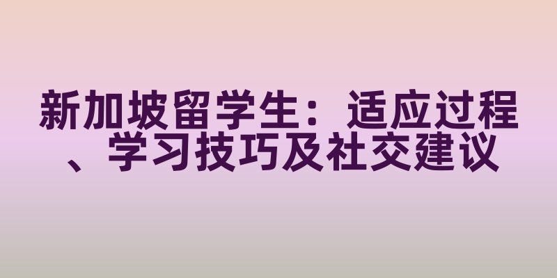 内地学生在新加坡大学:适应过程、学习技巧及社交建议