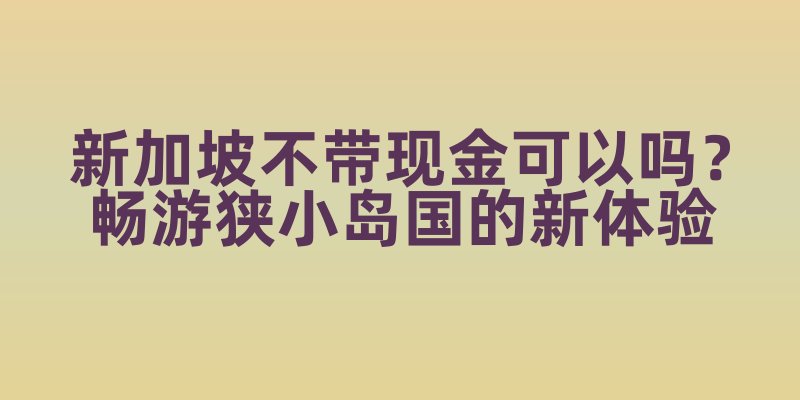 新加坡不带现金可以吗?畅游狭小岛国的新体验