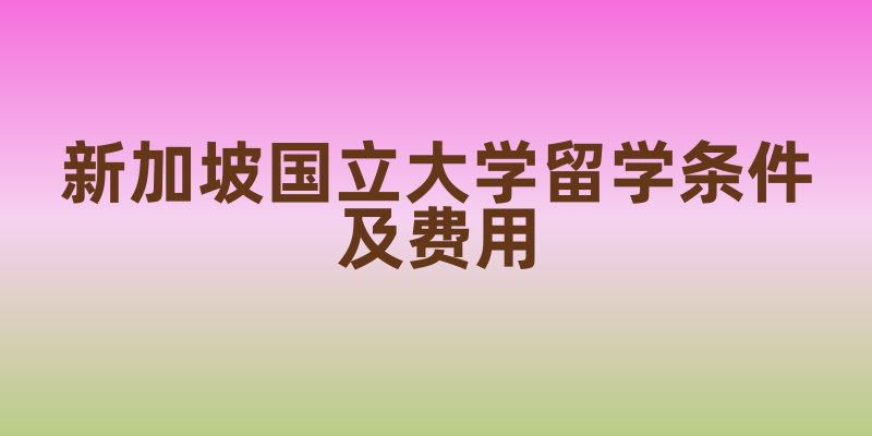 新加坡国立大学留学条件及费用