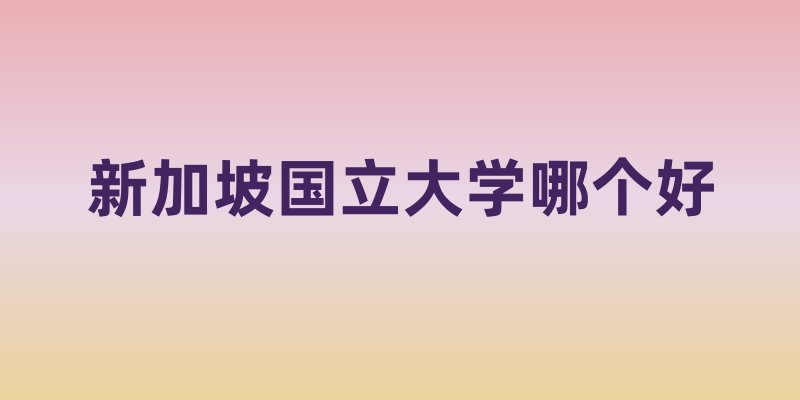 新加坡国立大学哪个好