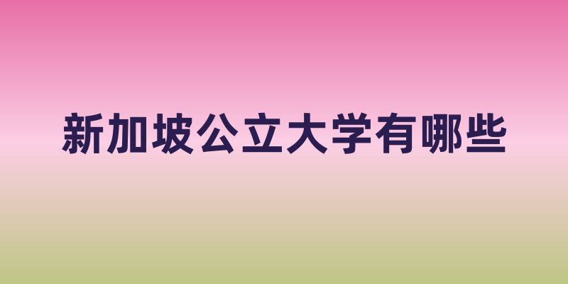 新加坡公立大学有哪些