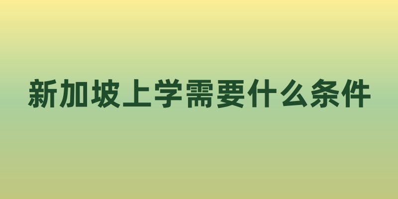 新加坡上学需要什么条件