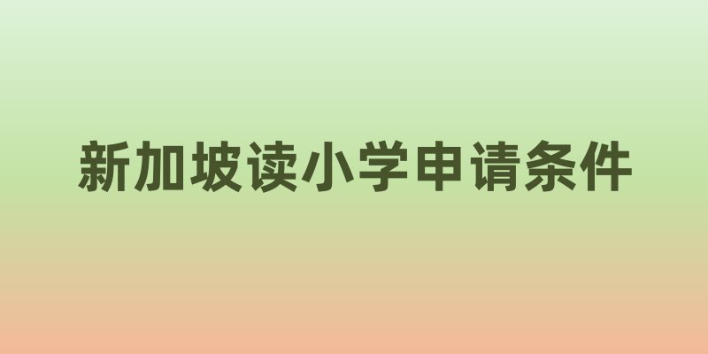 新加坡读小学申请条件