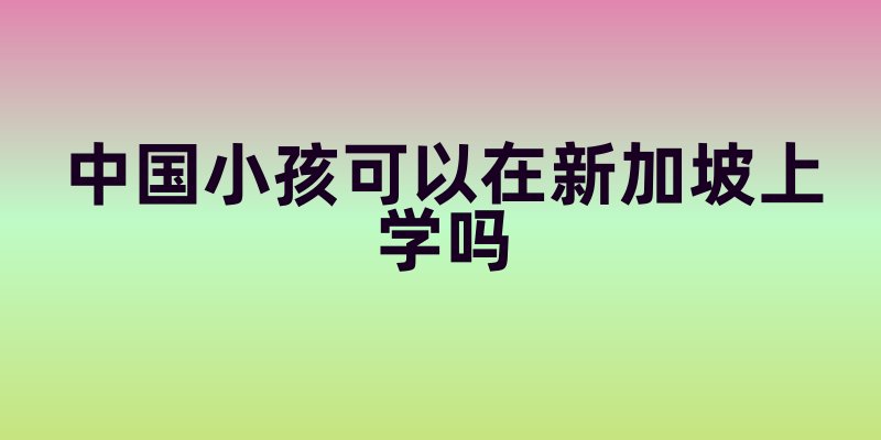 中国小孩可以在新加坡上学吗