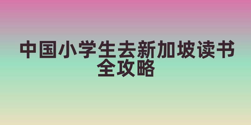 中国小学生去新加坡读书全攻略