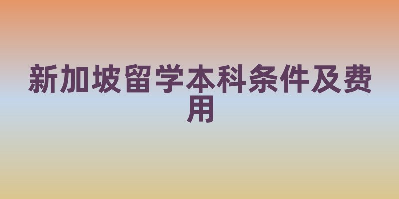 新加坡留学本科条件及费用